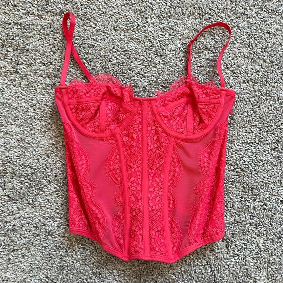 Out From‎ Under Urban Outfitters Modern Love Pink Corset tank top - Picture 4 of 7
